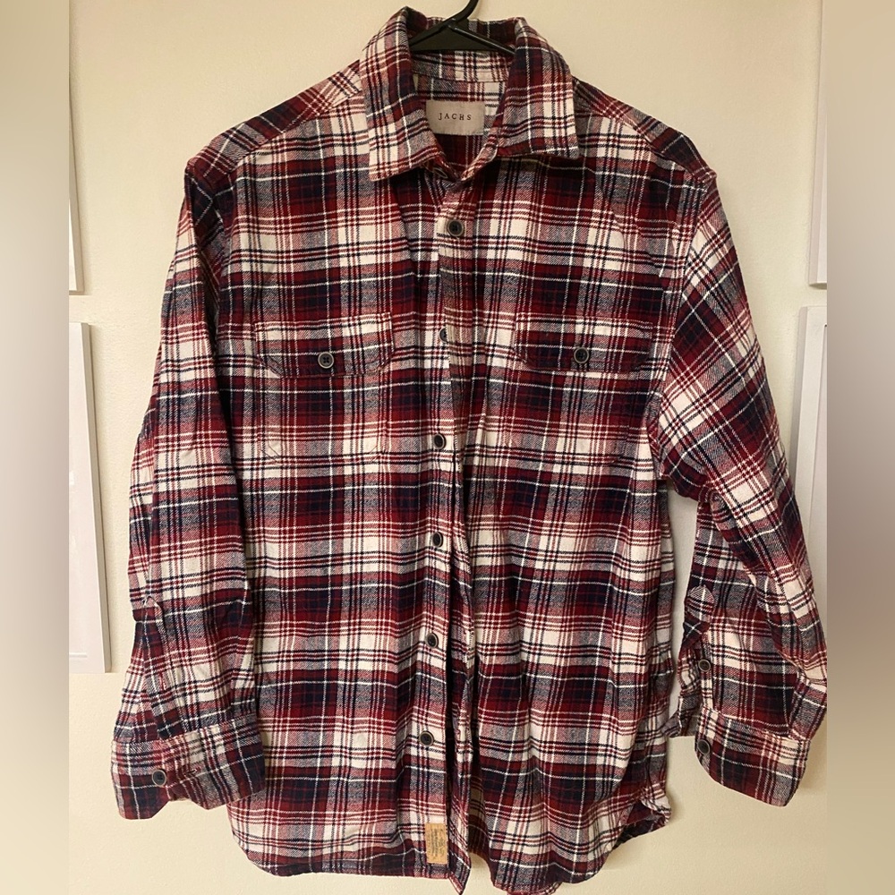 Jachs New York Men's Flannel Shirt Red Plaid Size M